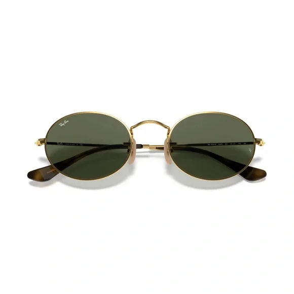 Ray-Ban oval flat metal sunglasses gold tortoise and green lenses RB3547-N 48/21 - Picture 7 of 17